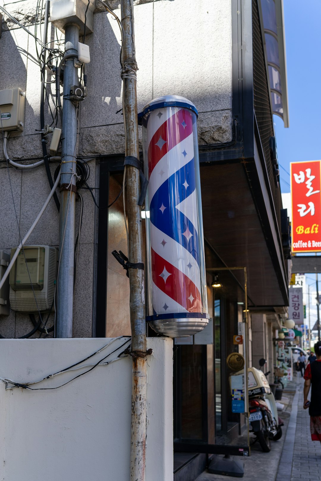 a pole with an american flag painted on it