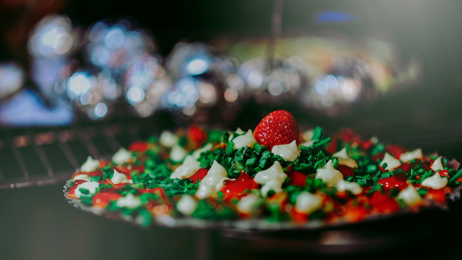 Close-up of a fresh strawberry adorned salad, vibrant colors, inviting and delicious.