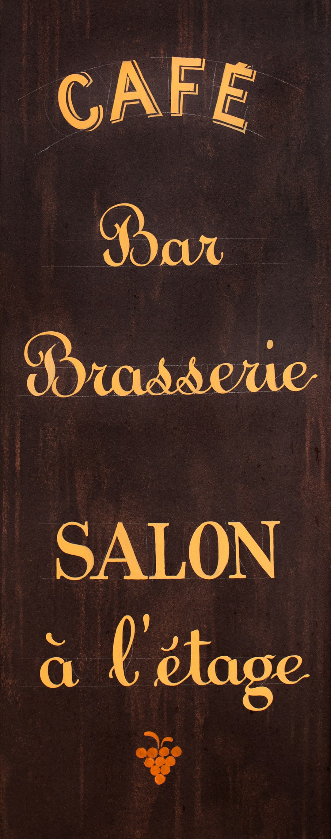 Cafe, bar, brasserie, and salon sign.