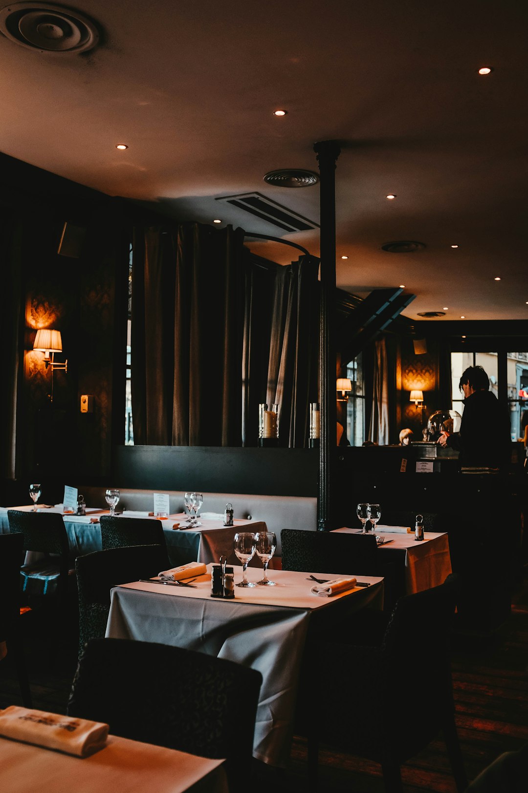 empty table and chairs inside building
